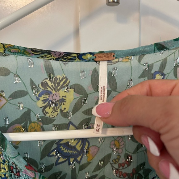 Free People metallic floral balloon sleeve dress - Picture 5 of 12